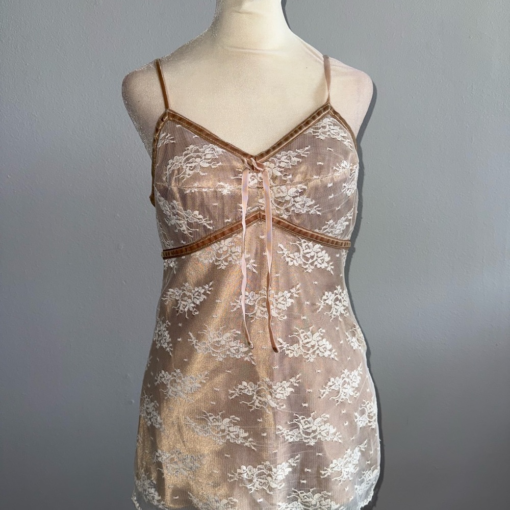George Blush Sheer Lace Tank Top